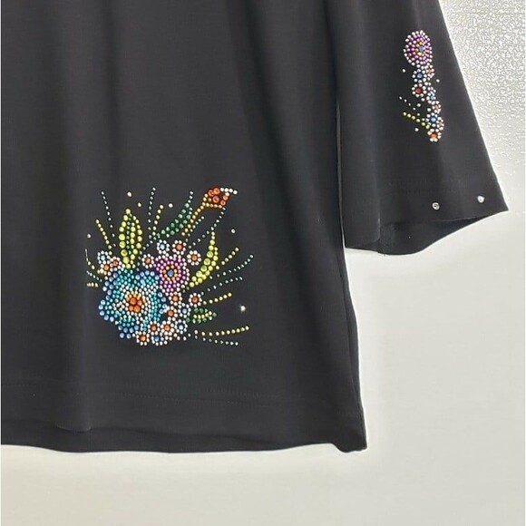 Las Olas Women's Small Blouse with Beautiful, Colorful Decor and 3/4 Sleeves - Picture 5 of 10